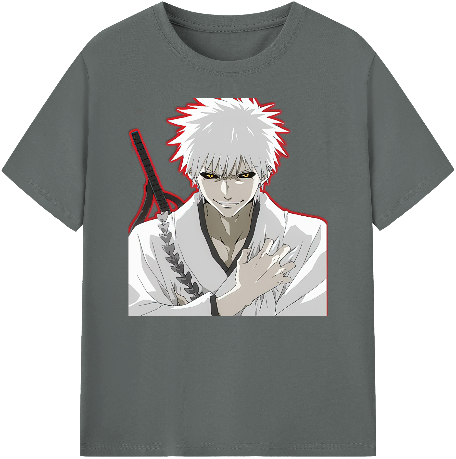 （画像用） ブリーチ 黒崎一護（くろさき いちご）BLEACH Kurosaki Ichigo 綿100％ メンズ半袖Tシャツ｜肌触りやわらか＆通気性